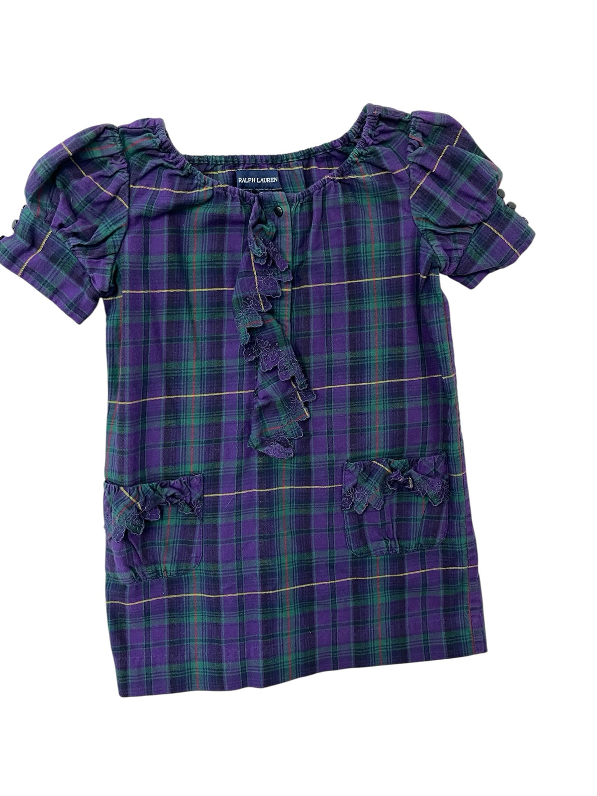 Ralph Lauren Purple Plaid Flannel Dress Size 3T