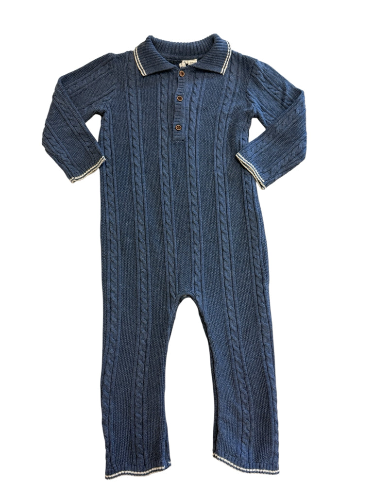 18-24 Months Janie & Jack Blue Long-Sleeve Collared Romper