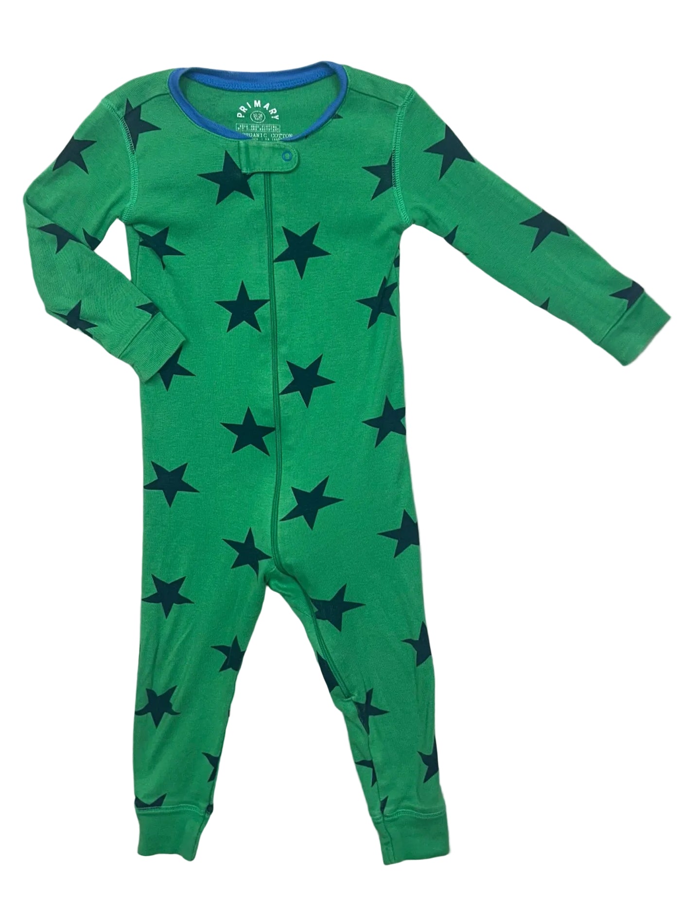 18-24 Months Primary Green One-Piece Pajamas with Stars