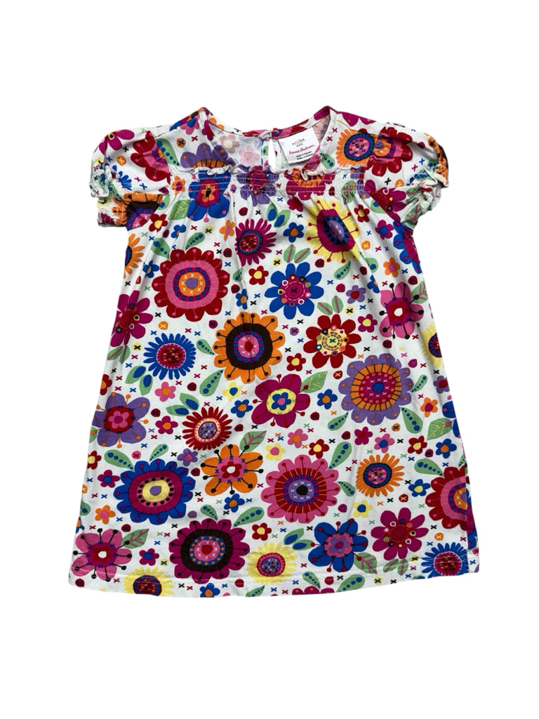Size 5/6 Hanna Andersson White Short-Sleeve Dress with Flowers