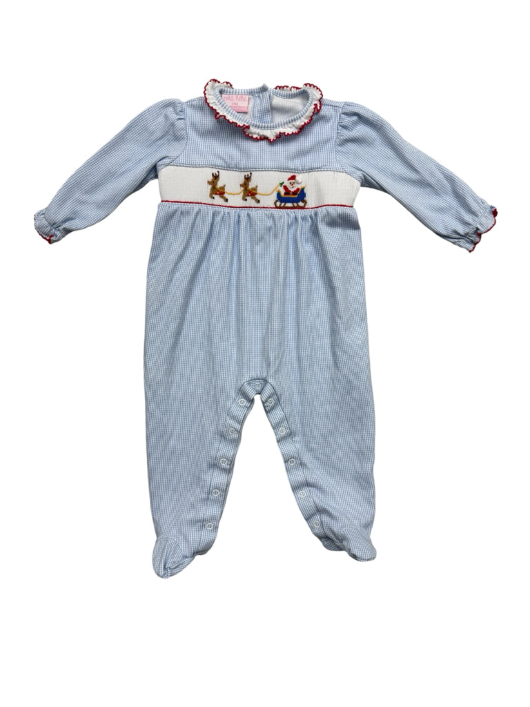 18-24 Months Petit Bebe Smocked Outfit with Reindeers and Santa