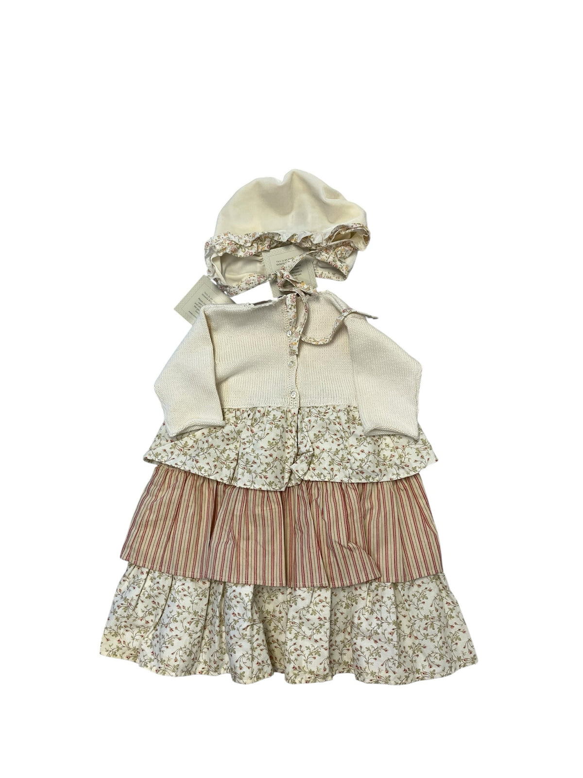 Victoria Kids NWT Cream Tiered Cotton Dress Size 6-12 Months
