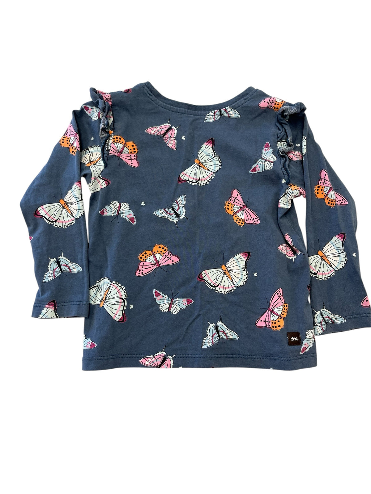 Tea Collection Blue Butterfly CottonLong-Sleeve Shirt Size 2T