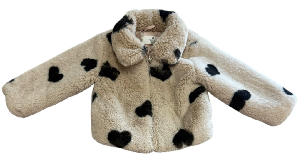 H&M Beige Jacket with Black Hearts Size 2T