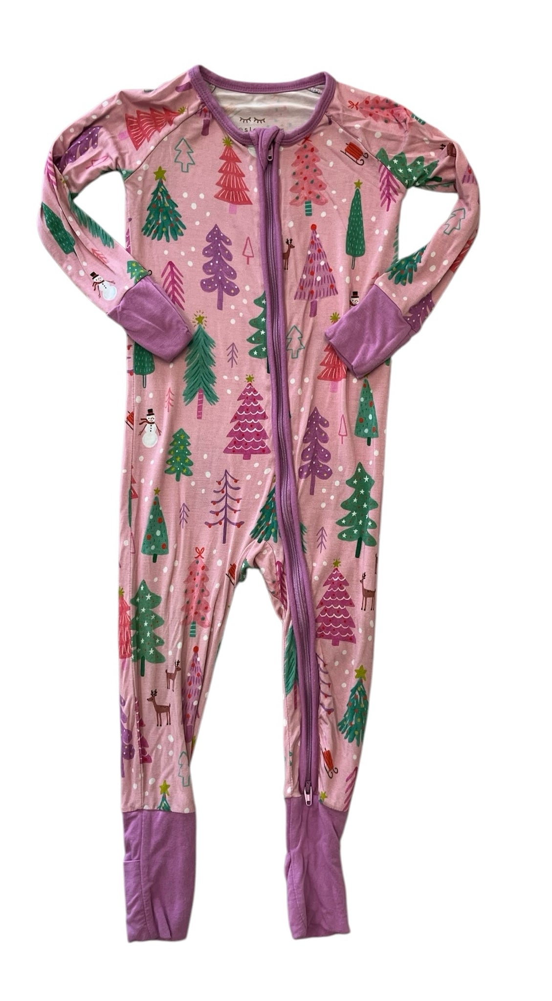 Little Sleepies Pink Christmas One-Piece Bamboo Pajamas Size 12-18 Months