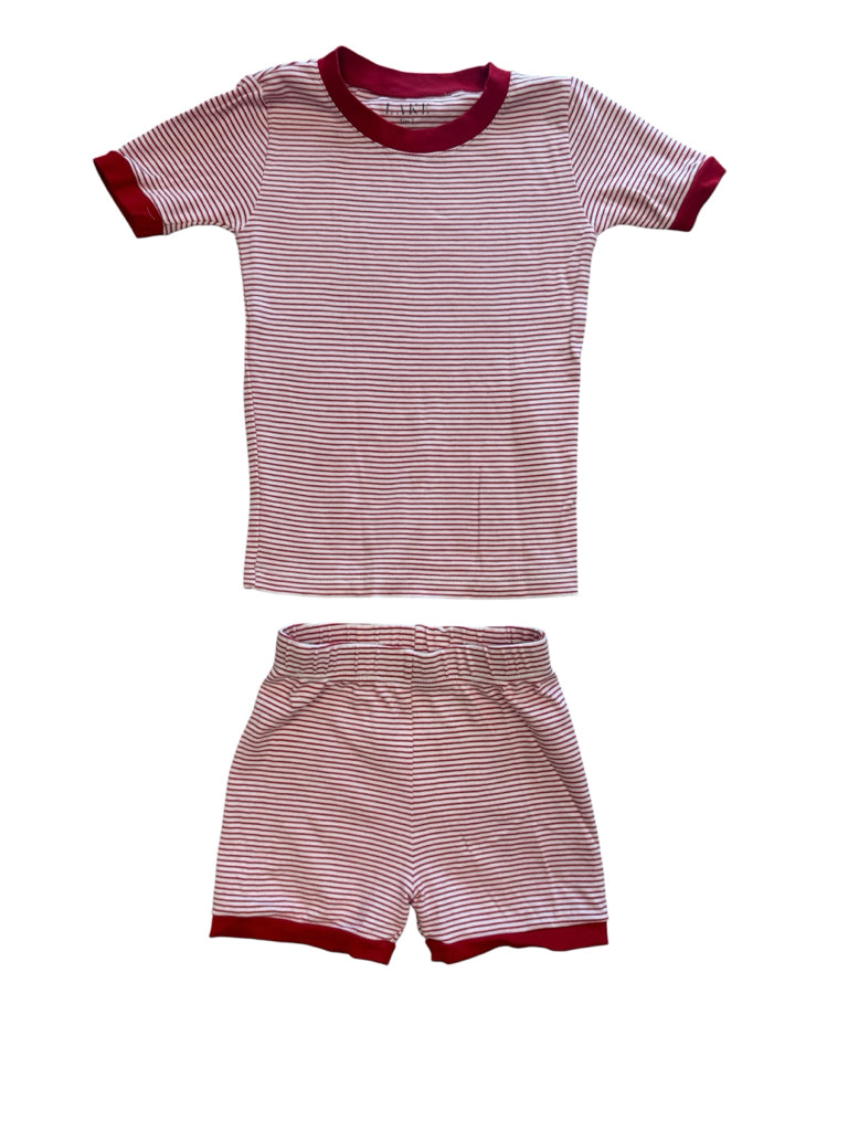 Lake 100% Pima Cotton White with Red Stripes Pajamas Size 5