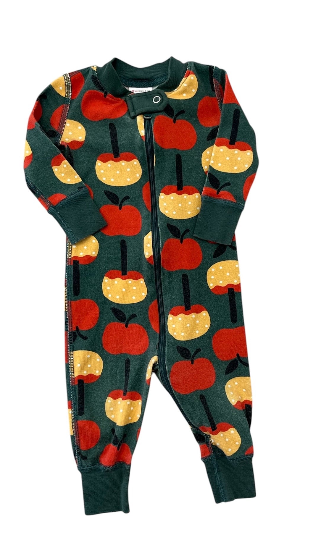 Hanna Andersson Apples One-Piece Cotton Pajamas Size 3-6 Months
