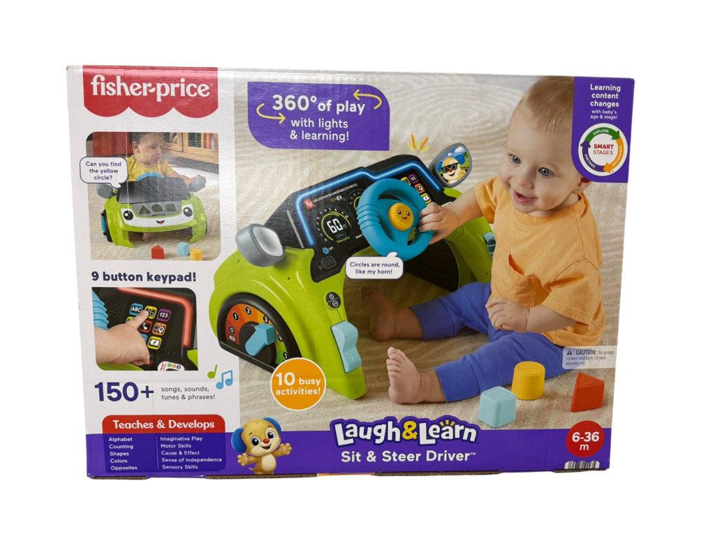 New in Box Fisher Price Laugh and Learn Sit & Steer Driver Toy for 6-36 Months