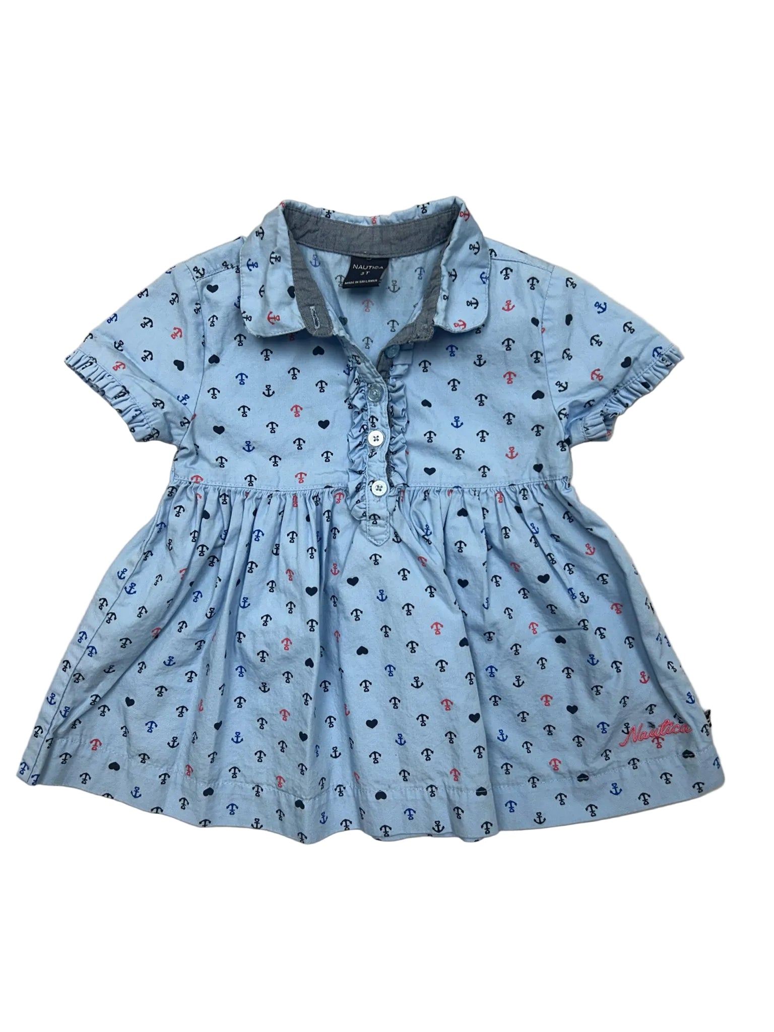 3T Nautica Blue Short-Sleeve Dress with Anchors