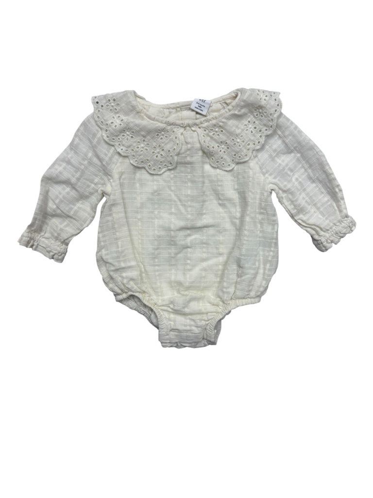 Size 3-6 Months Gap 100% Cotton Cream Long-Sleeve Bubble Romper