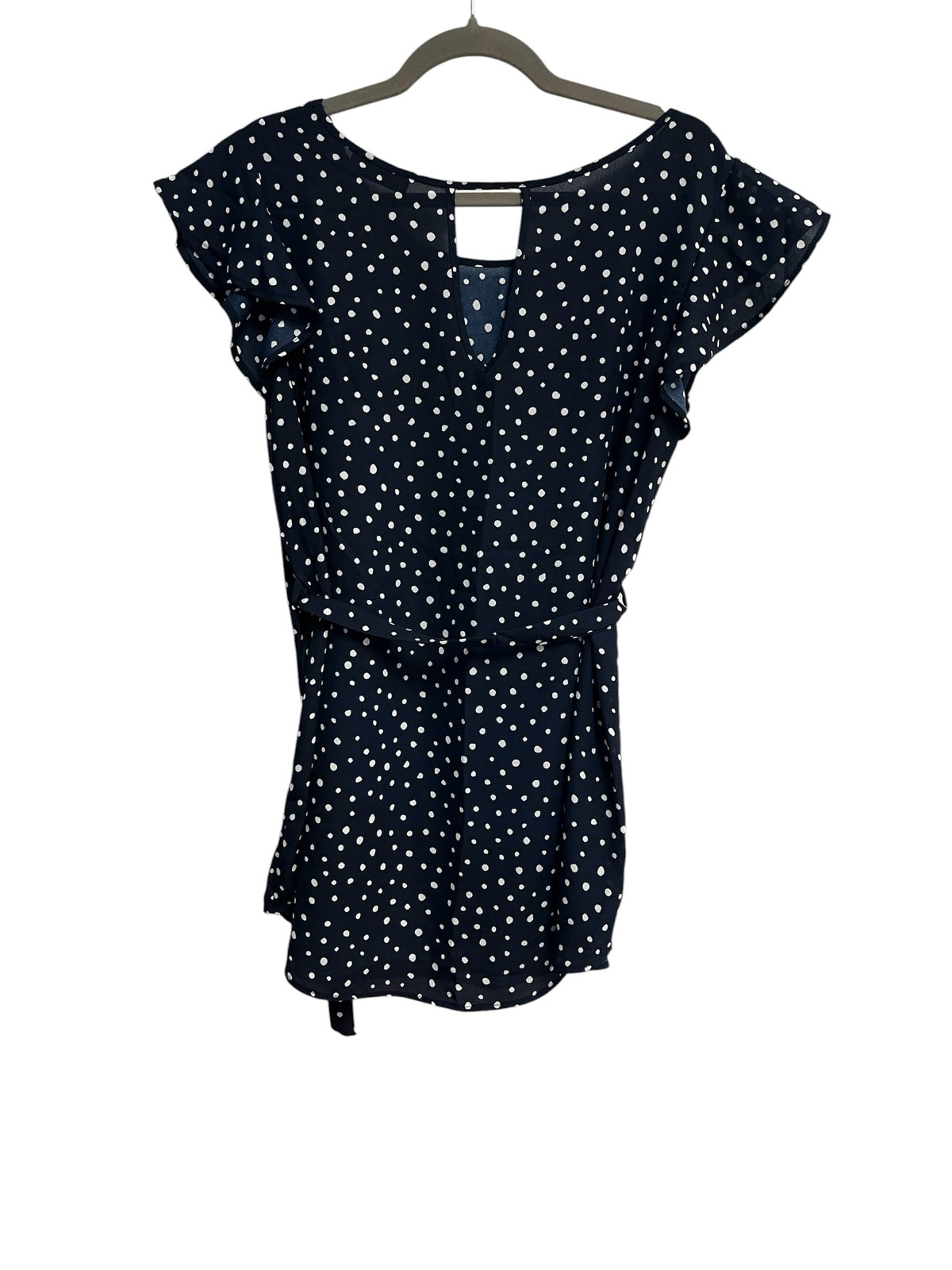 Full Moon Navy Blue Polka dot Maternity Blouse Size L