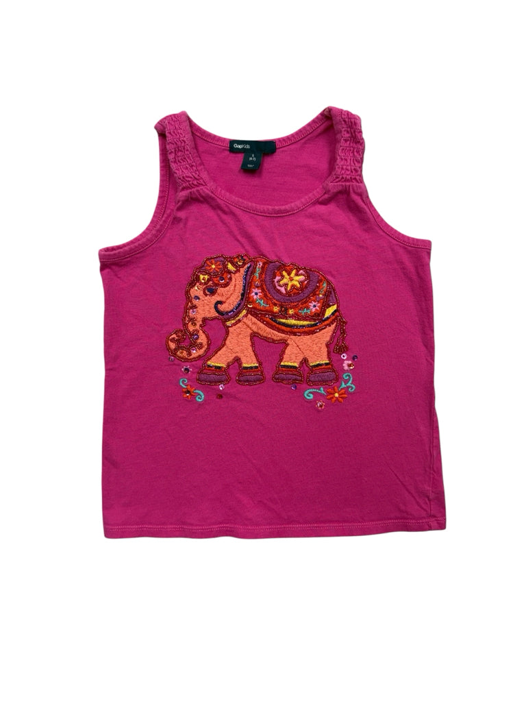 Size 6/7 Gap Pink Tank with Embroidered Elephant