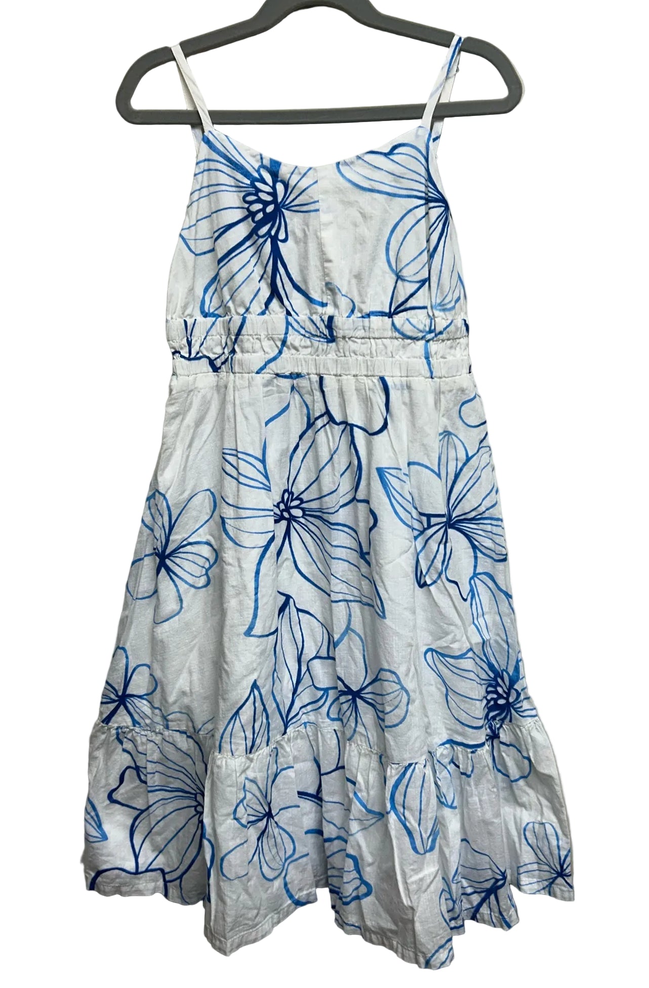 Size L (10) Gap White Sleeveless Dress w/ Blue Flowers