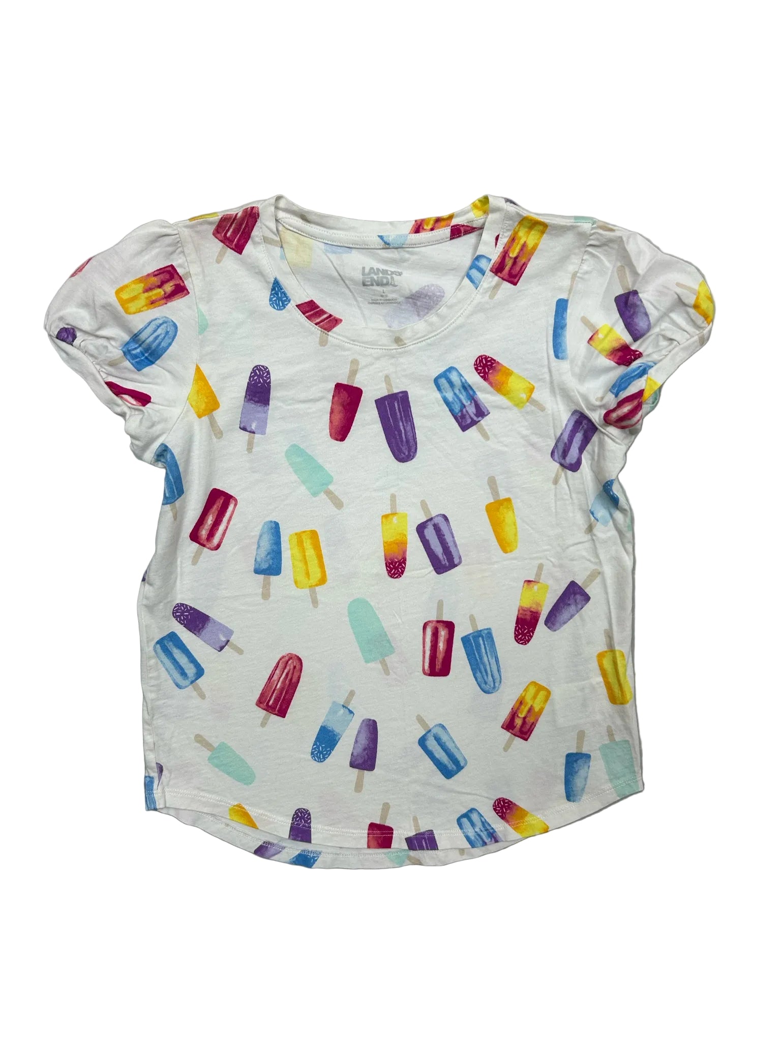 Size 10-12 Lands’ End Short-Sleeve Tee w/ Popsicles