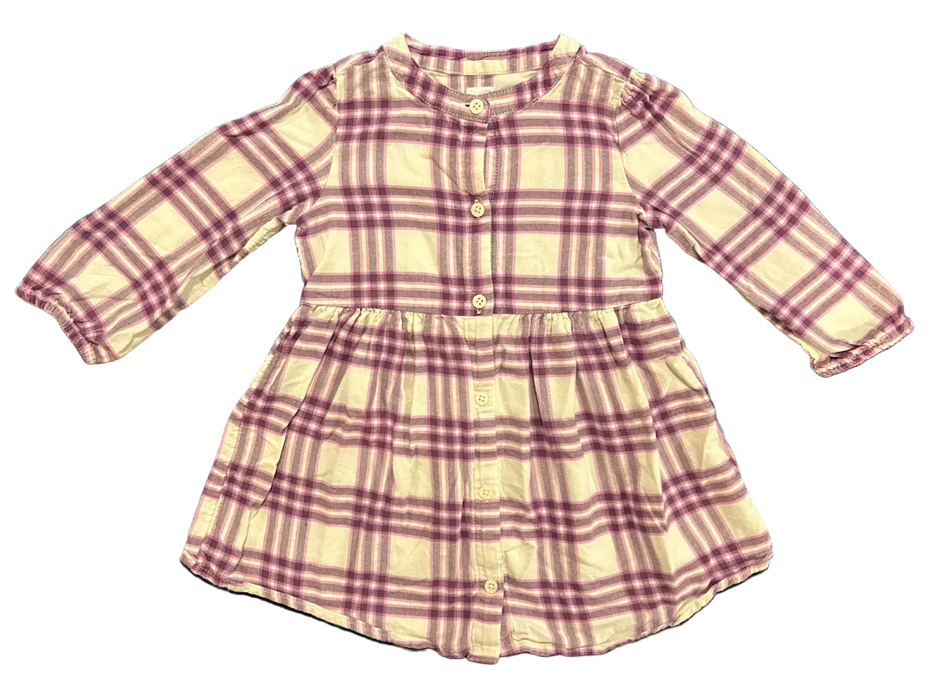 2T Gap Purple and White Plaid Long-Sleeve Dress