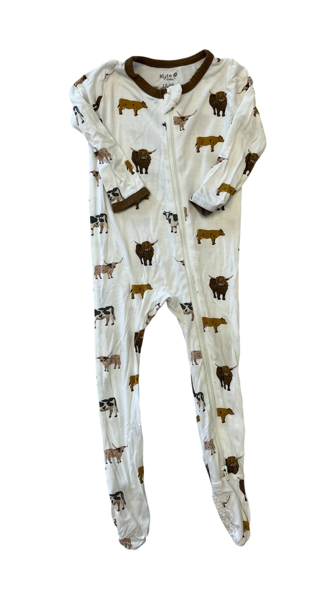 Kyte White with Dogs One-Piece Bamboo Pajamas Size 12-18 Months