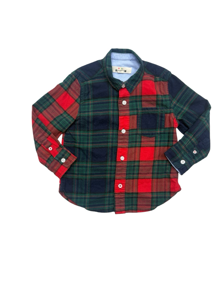 Size 2/3 Boden Blue, Green and Red Plaid Long-Sleeve Flannel Shirt