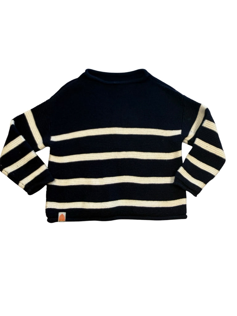 Shxt that I Knit 100% Cotton Sweater Blue with White Stripes Size 4T