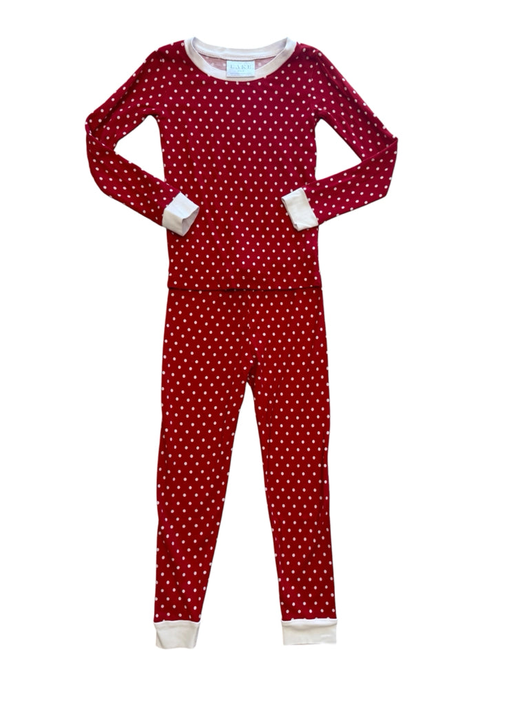 Lake 100% Pima Cotton Red with White Polka Dots Pajamas Size 5