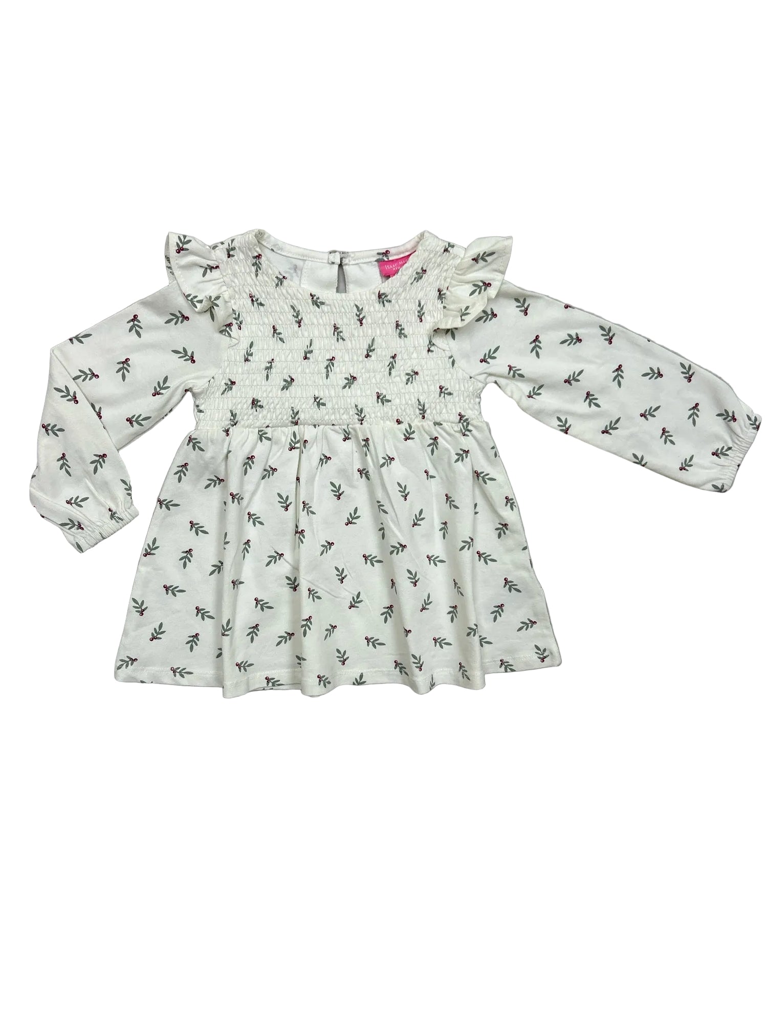 12-18 Months Isaac Mizrahi New York Christmas Holly Long-Sleeve Dress