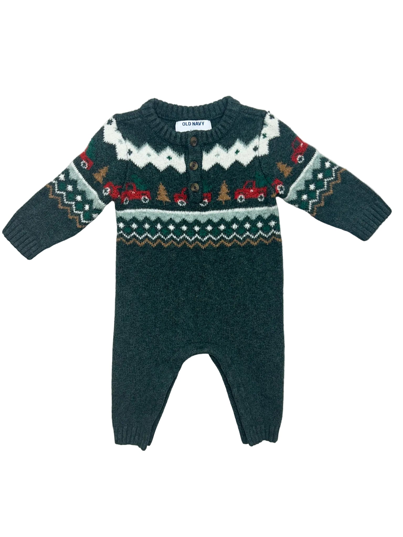 6-12 Months Old Navy Green Christmas Romper