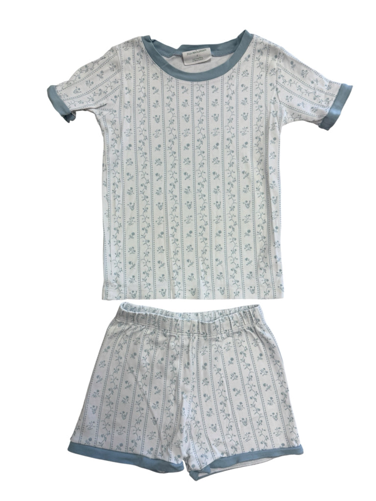 Lake 100% Pima Cotton White with Blue Flower Pajamas Size 5
