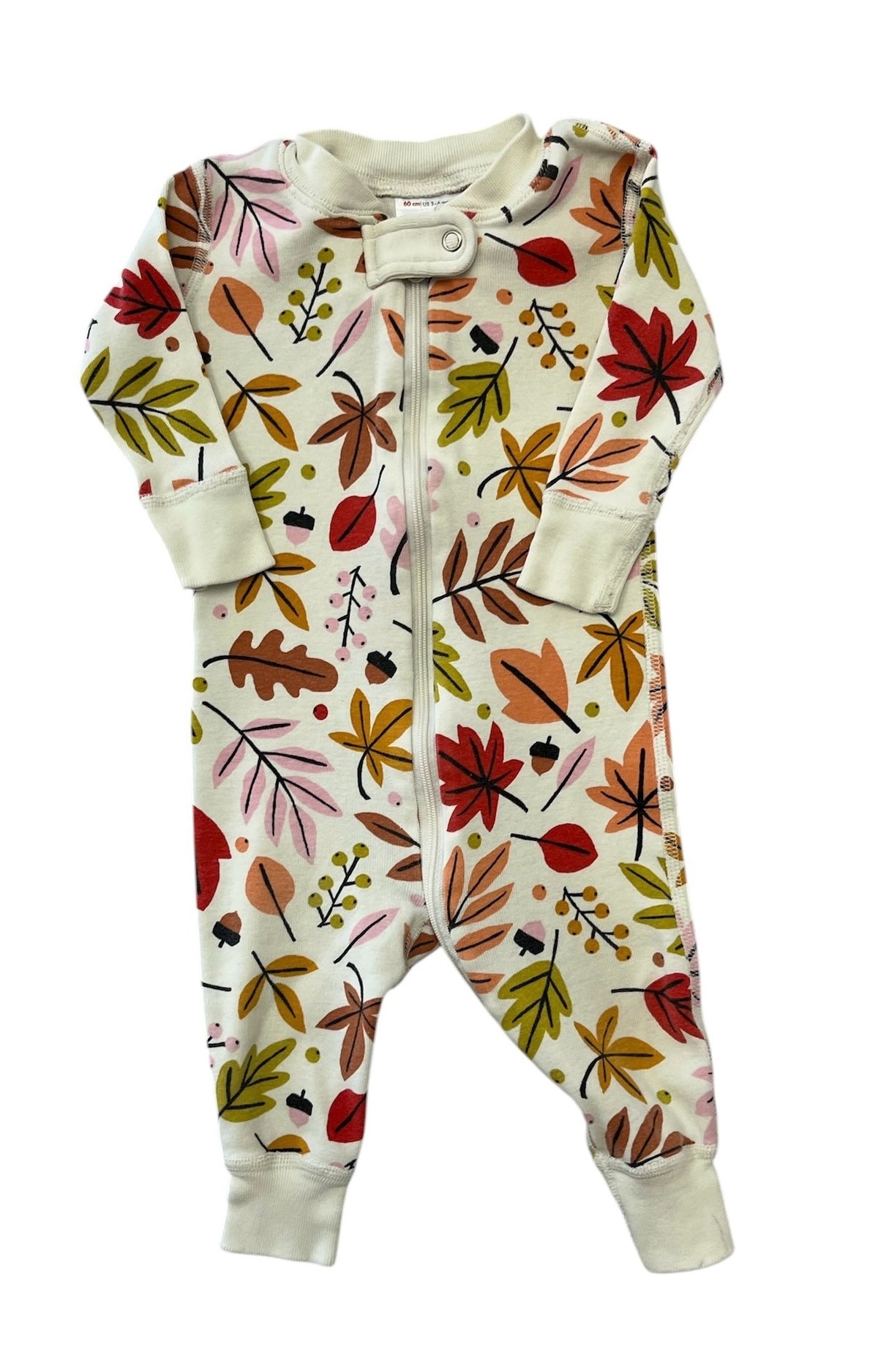 Hanna Andersson Leaves One-Piece Cotton Pajamas  Size 3-6 Months
