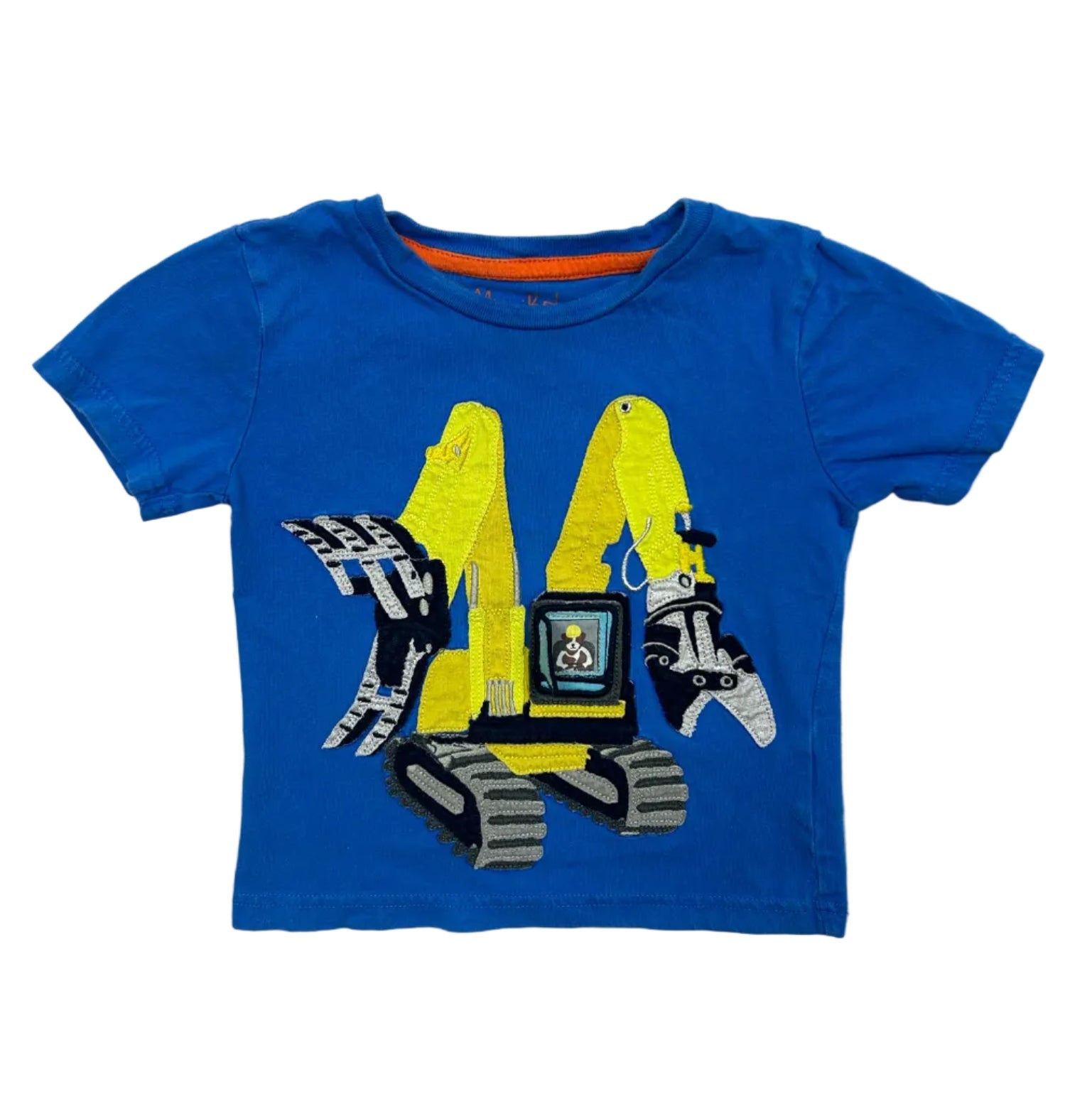 2-3T Boden Blue Short-Sleeve Shirt with Applique Excavator