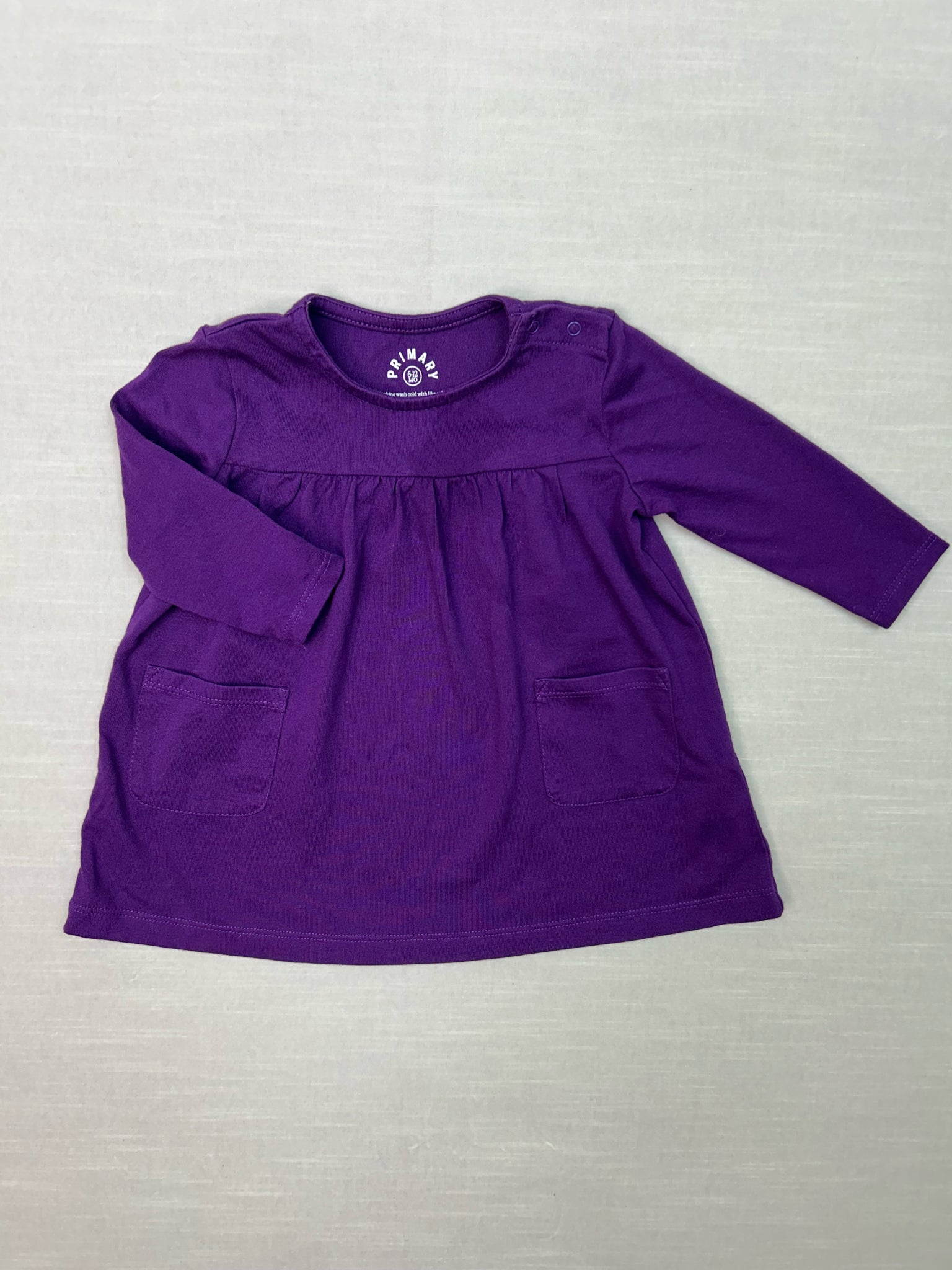 6-12 Months Primary Purple Long-Sleeve Dress