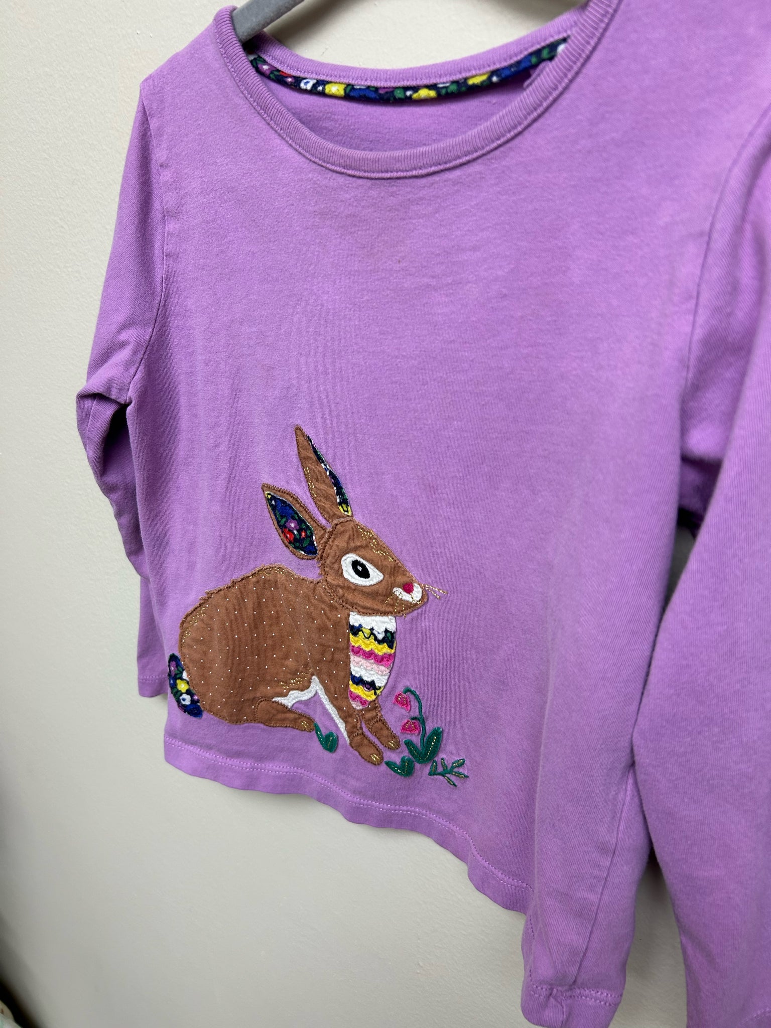 Size 3-4 Boden Purple Long-Sleeve Shirt with Bunny Applique