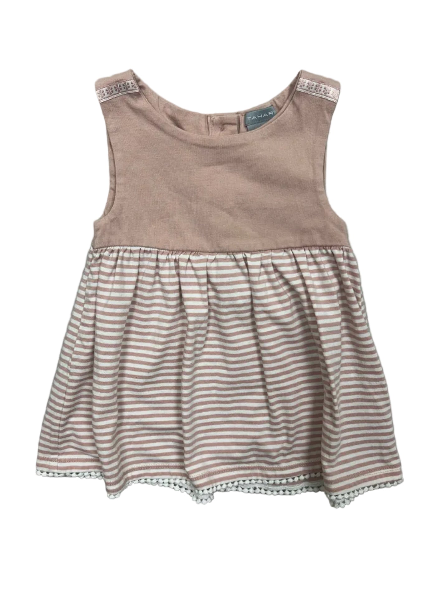 12-18 Months Tahari Pink Striped Sleeveless Dress