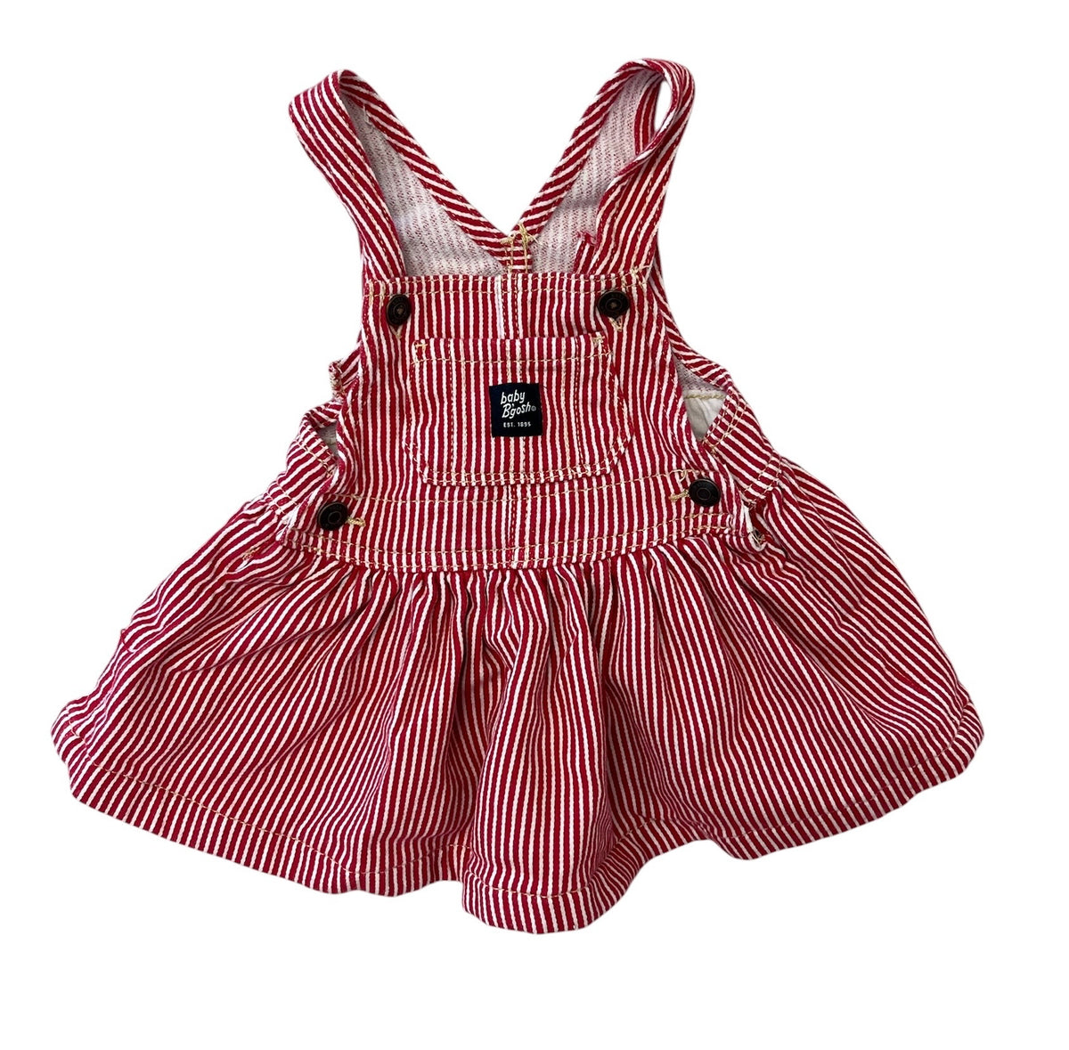 OshKosh Red Stripe Denim Overall Dress Size 9 Months