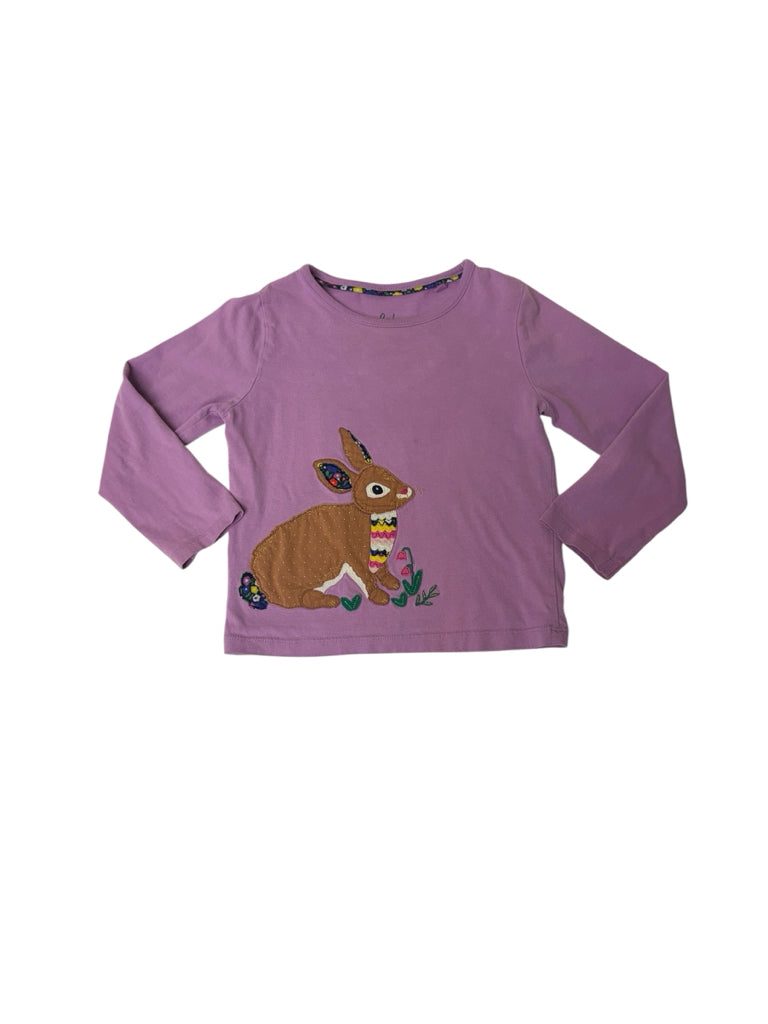 Size 3-4 Boden Purple Long-Sleeve Shirt with Bunny Applique