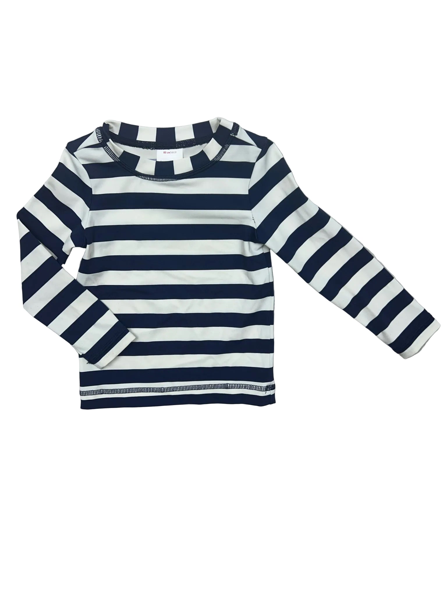 2T Hanna Andersson Navy & White Striped Long-Sleeve Swim Shirt