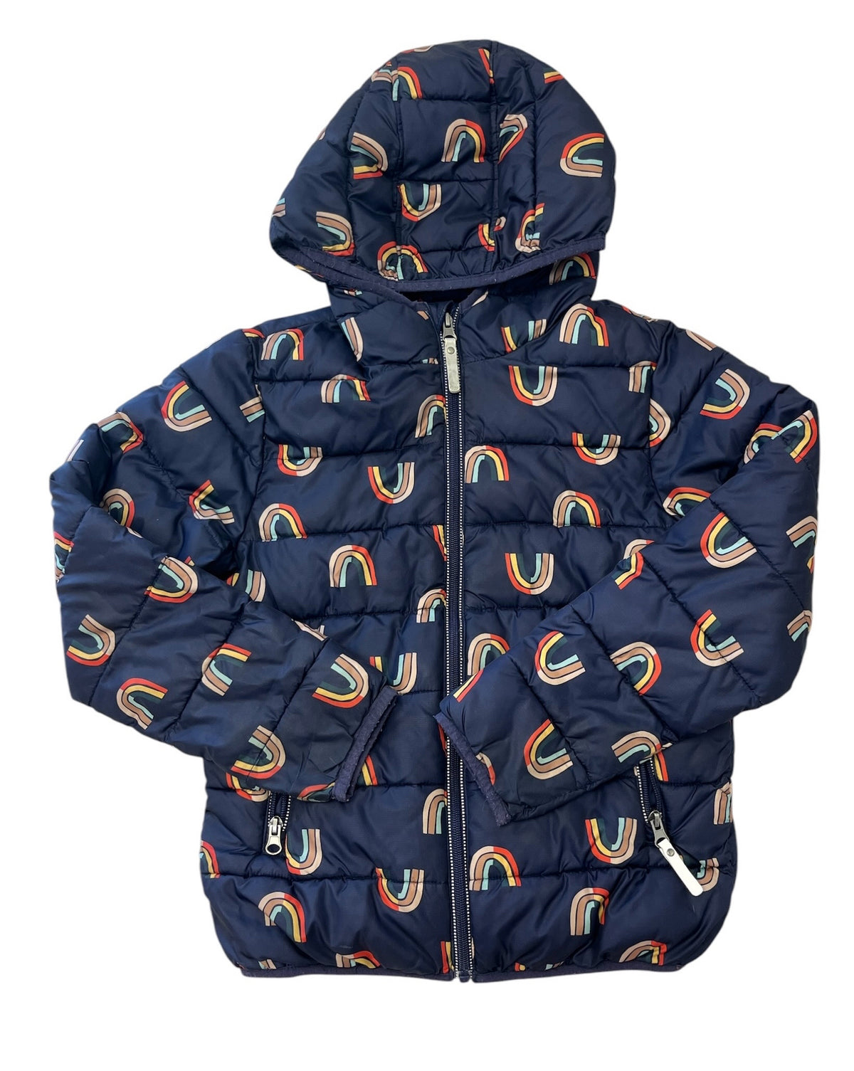 Hanna Andersson Blue Rainbow Winter Puffy Jacket Size 8