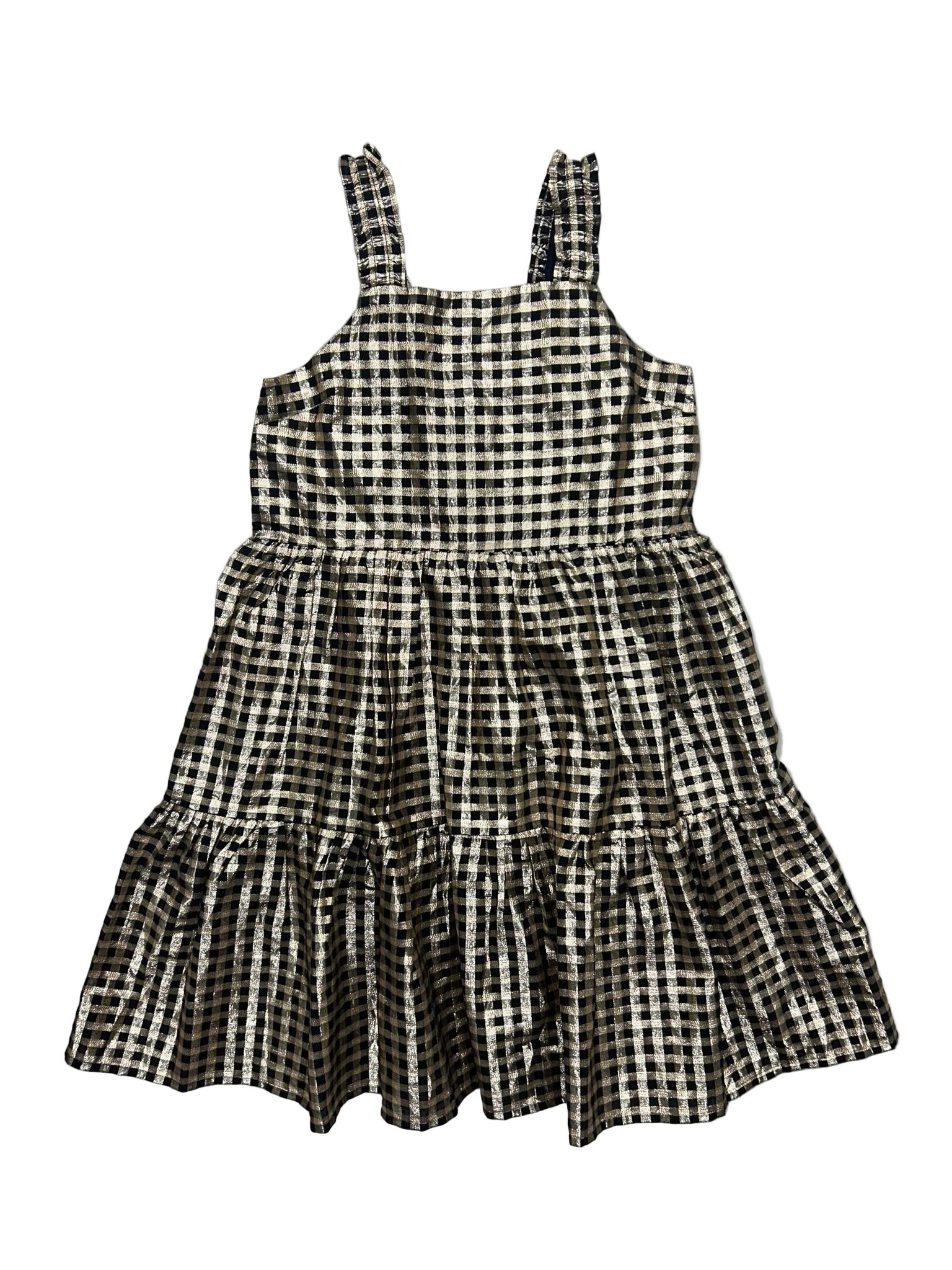 NWT Size 12 Crew Cuts Black and Gold Plaid Sleeveless Dress