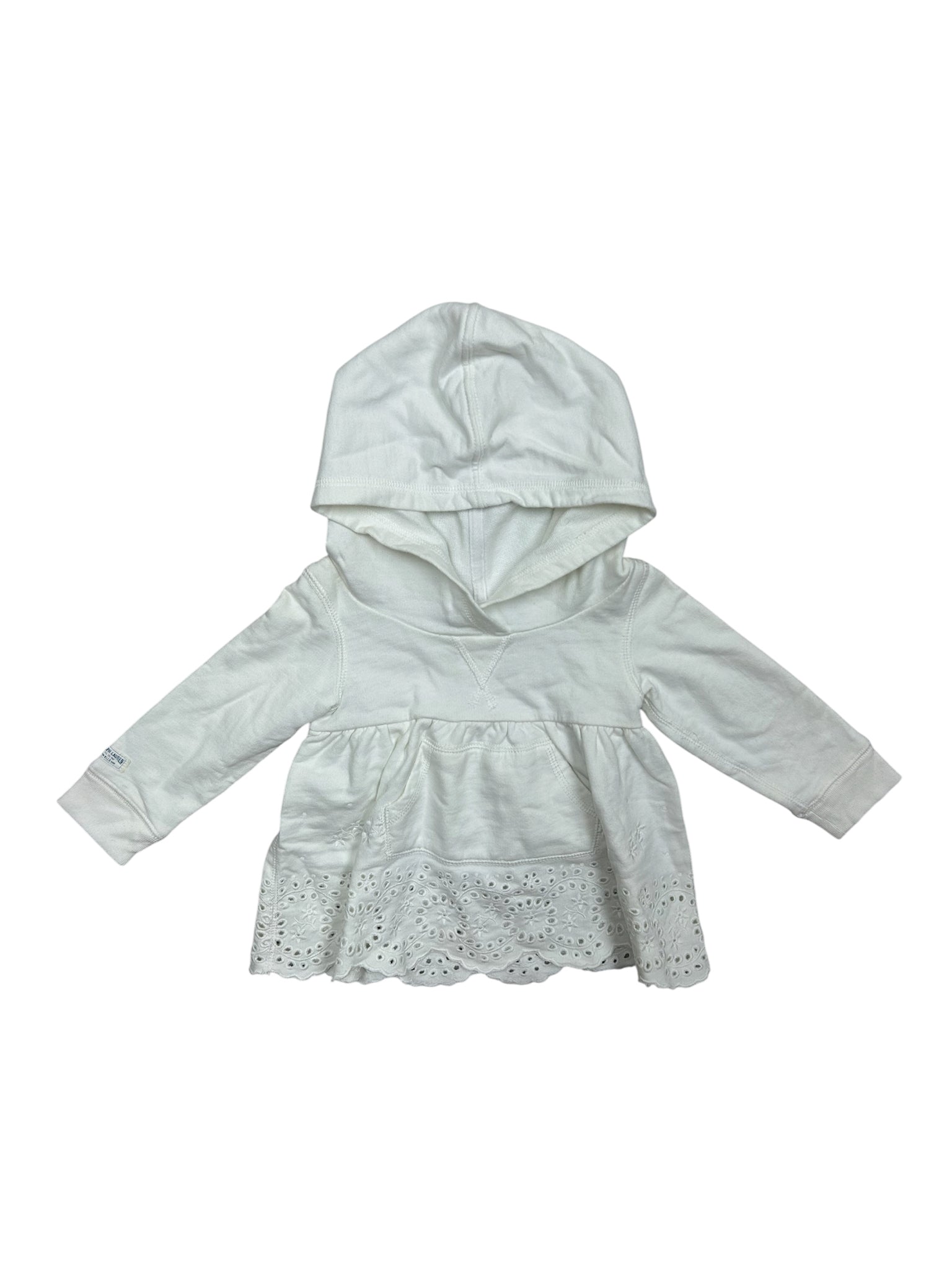 9-12 Months Ralph Lauren 100% Cotton White Eyelet Hoodie Sweatshirt