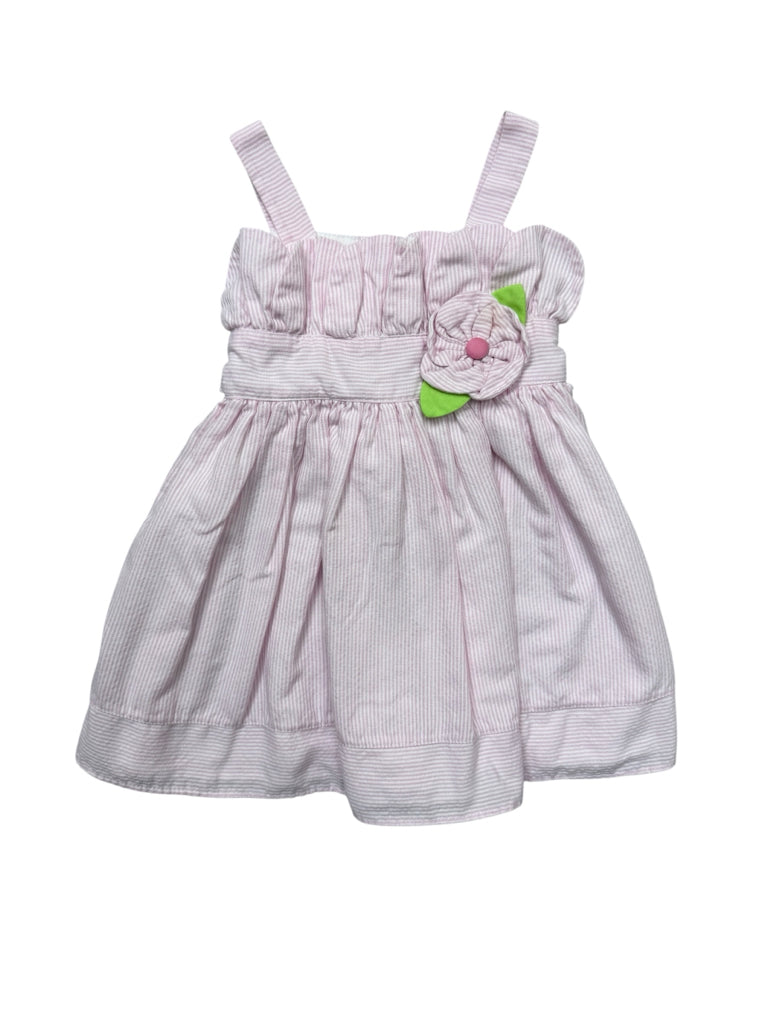 Size 18-24 Months Sweetheart Rose Pink and White Striped Dress with Flower