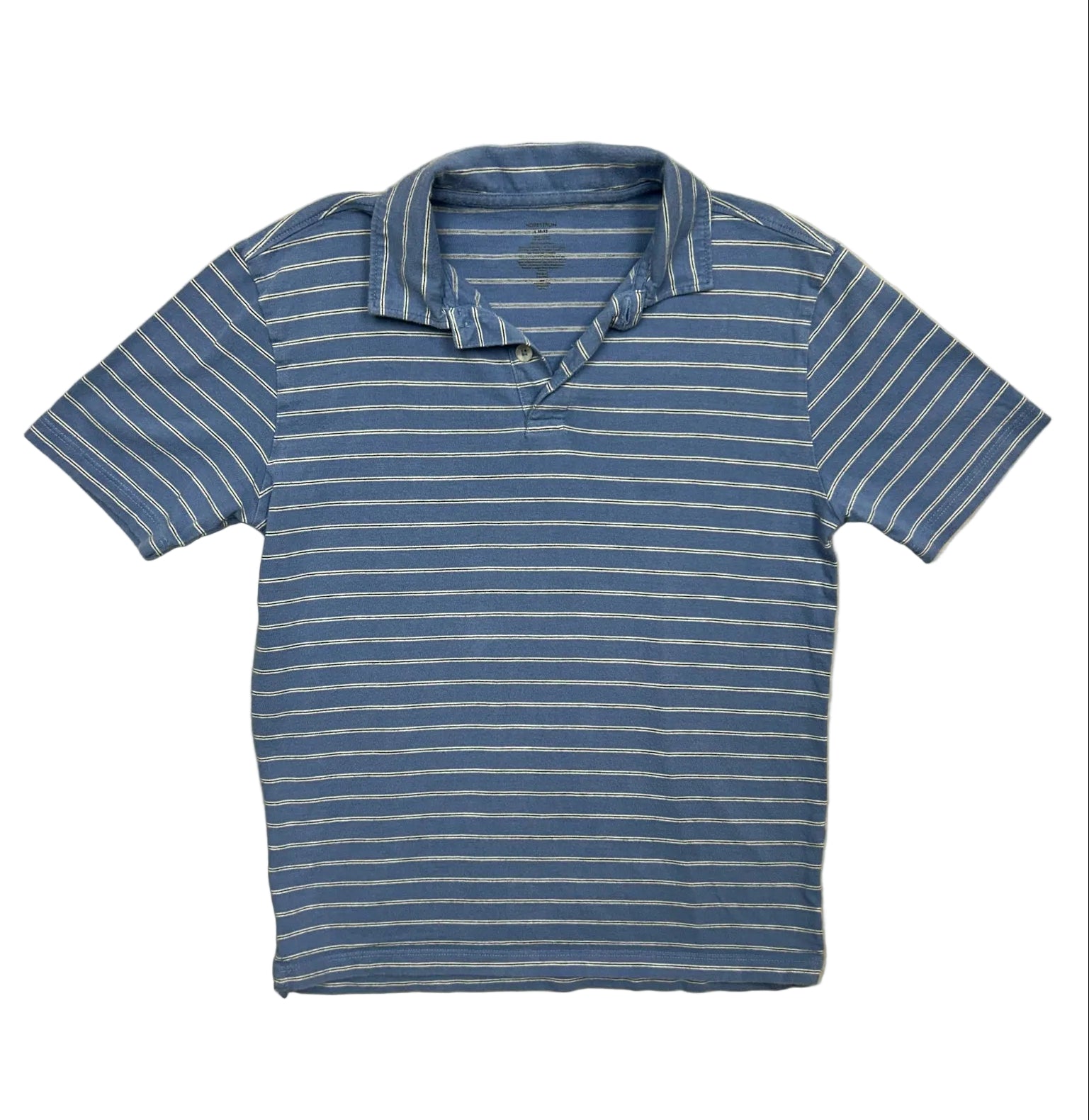 Size L (10-12) Nordstrom Blue Striped Short-Sleeve Polo Shirt