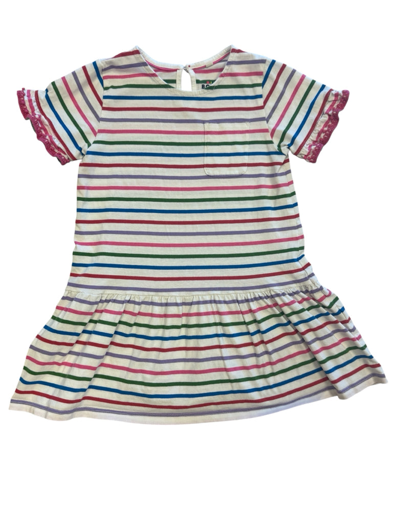 Boden 100% Cotton Dress with Rainbow Stripes Size 6-7