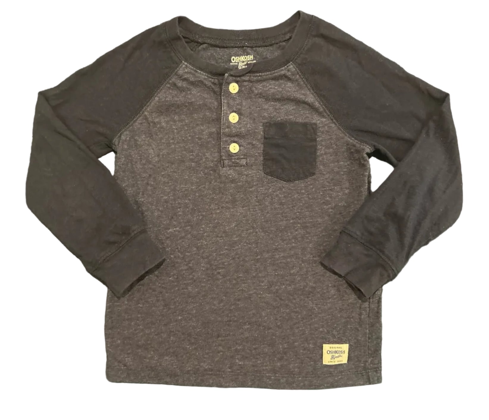 5T OshKosh Blue Long-Sleeve Baseball T-Shirt w/ Pocket