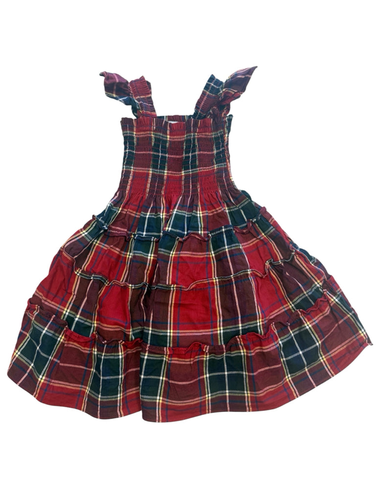 Hill House 100% Cotton Red Tartan Size 5/6 Sleeveless Dress