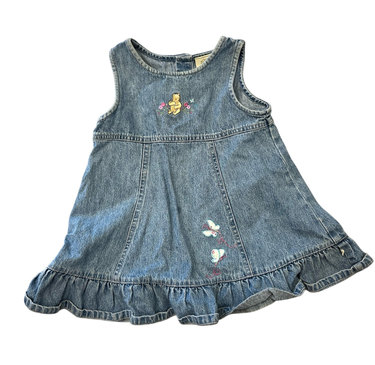 Classic Pooh Blue Denim Sleeveless Dress  Size 9-12 Months