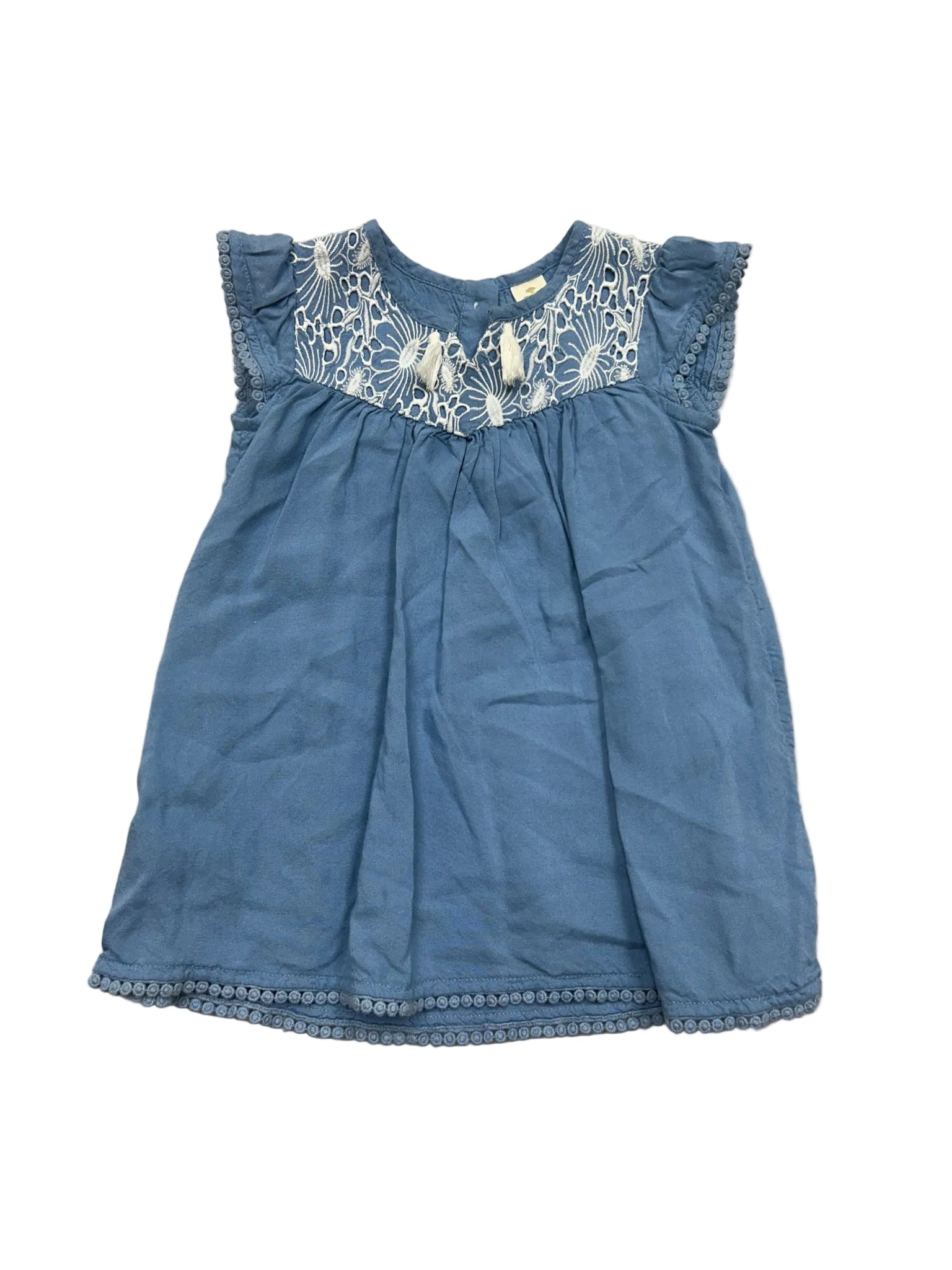 18-24 Months Tucker + Tate Blue Short-Sleeve Dress w/ Lace Overlay & Tassles