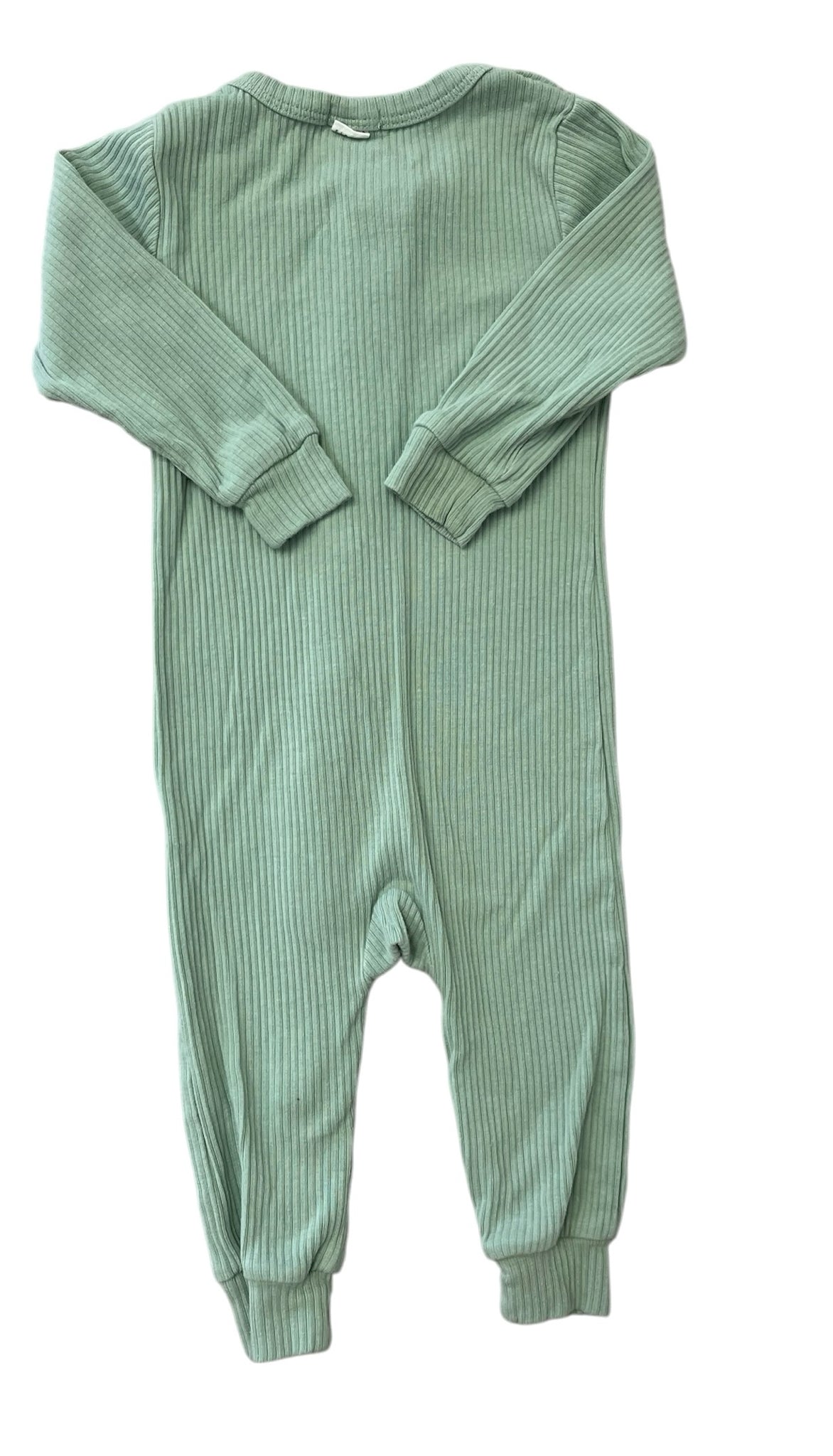 petit lem Green Ribbed One-Piece 100% Modal Cotton Pajamas Size 9 Months