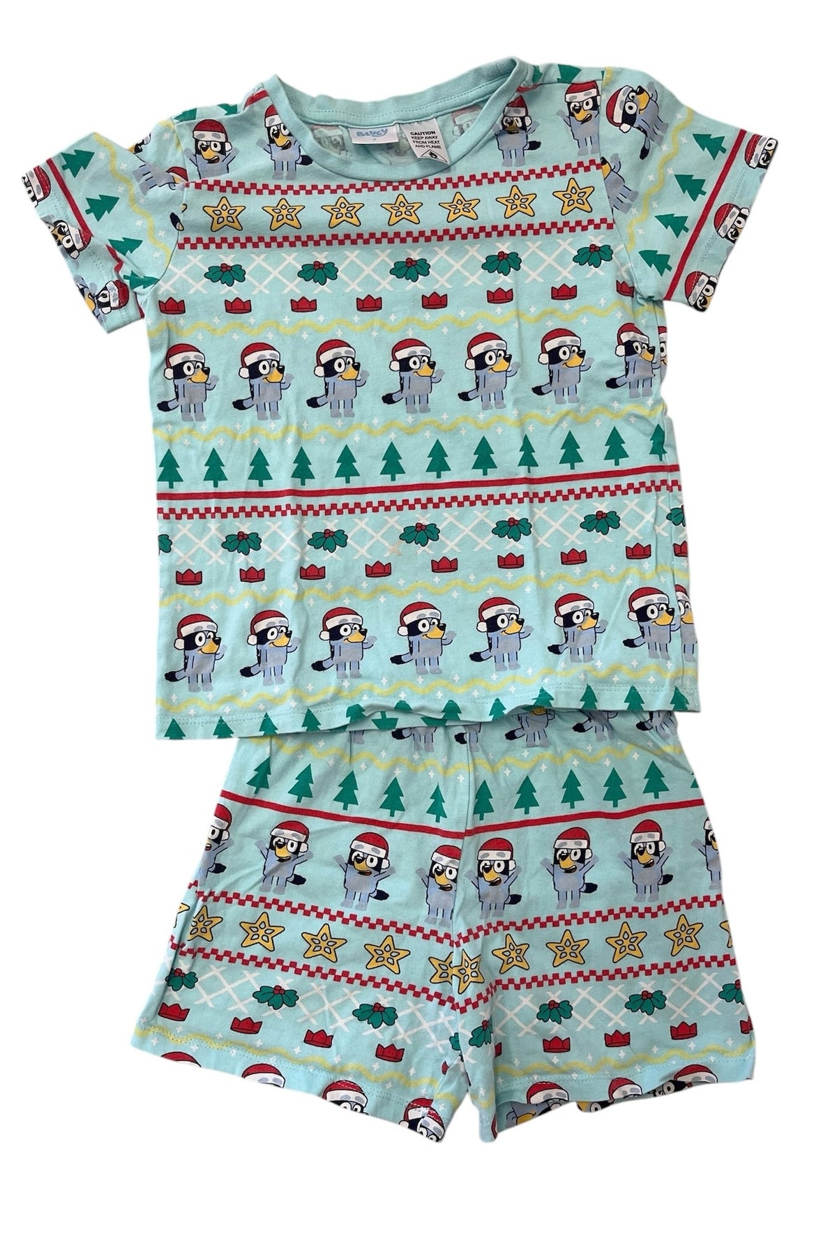 Bluey Christmas Short-Sleeve Pajamas  Size 7
