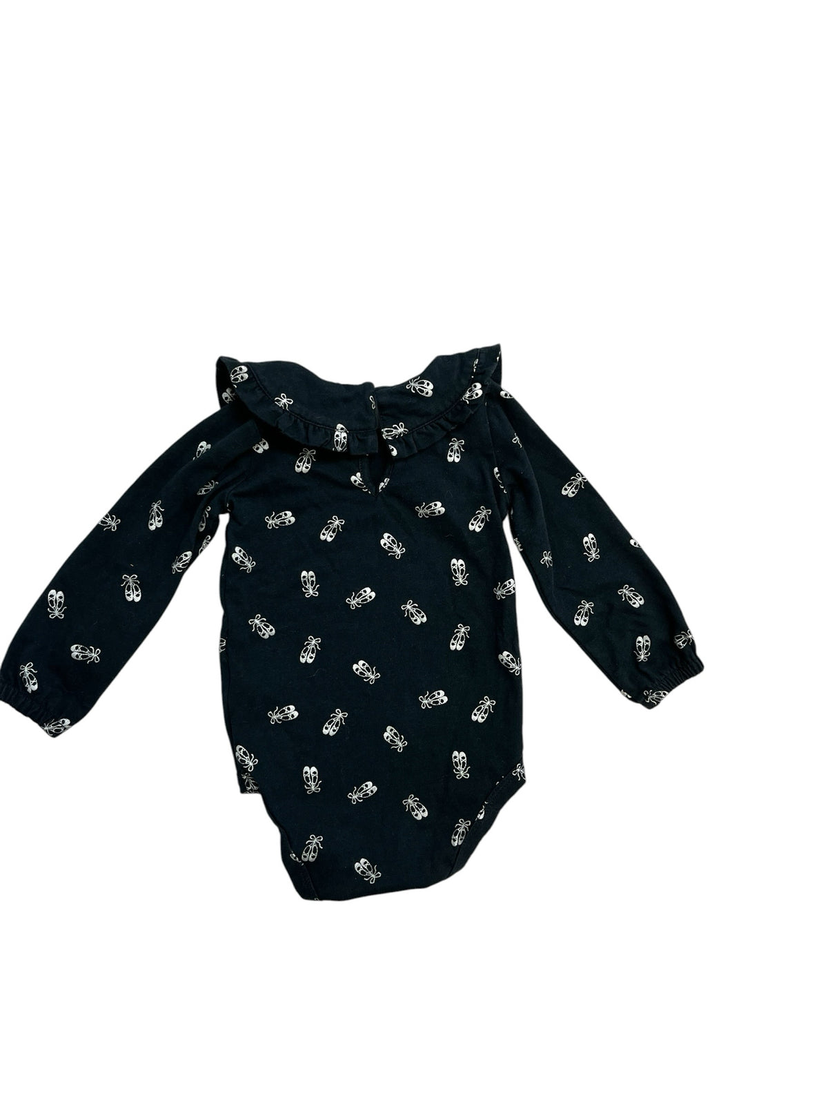 petit lem Black Ballet Shoes Long-Sleeve Onesie Size 18 Months