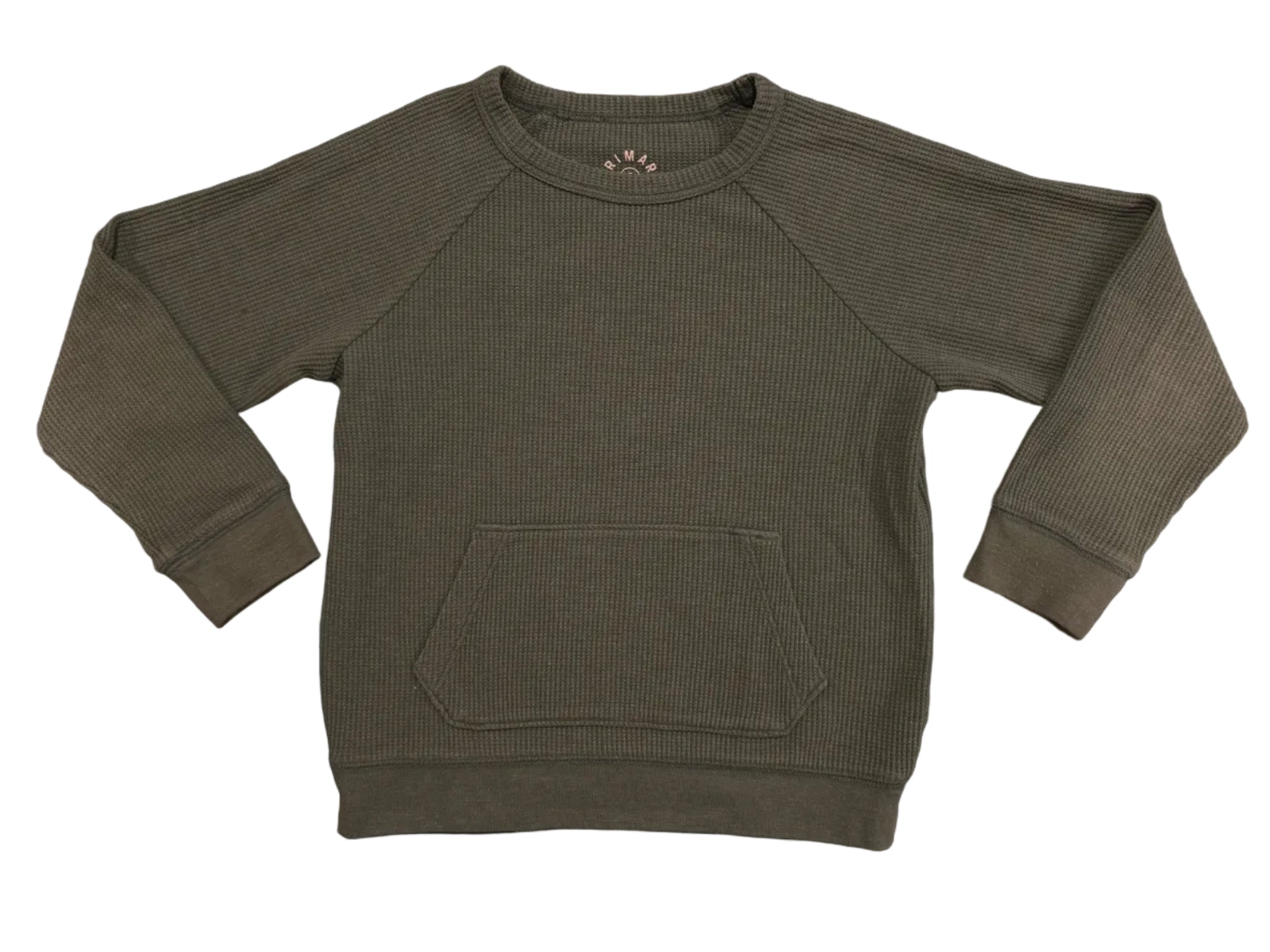 Size 5 Primary Green Long-Sleeve Waffle Shirt w/ Pocket