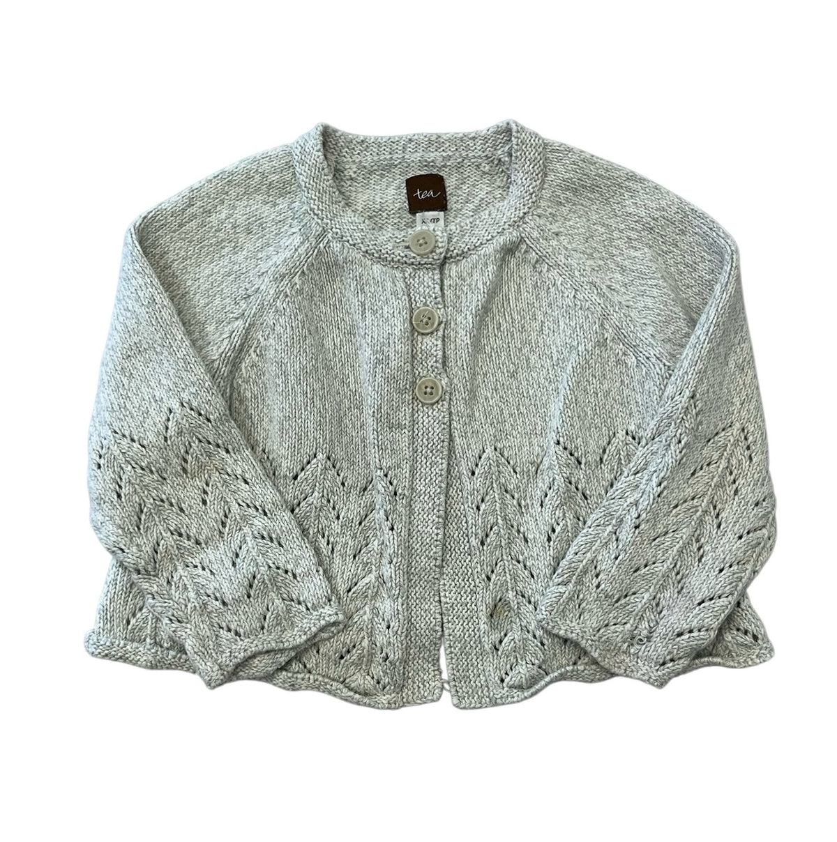 Tea Collection Cream Cotton Cardigan Sweater Size XS (2-3)