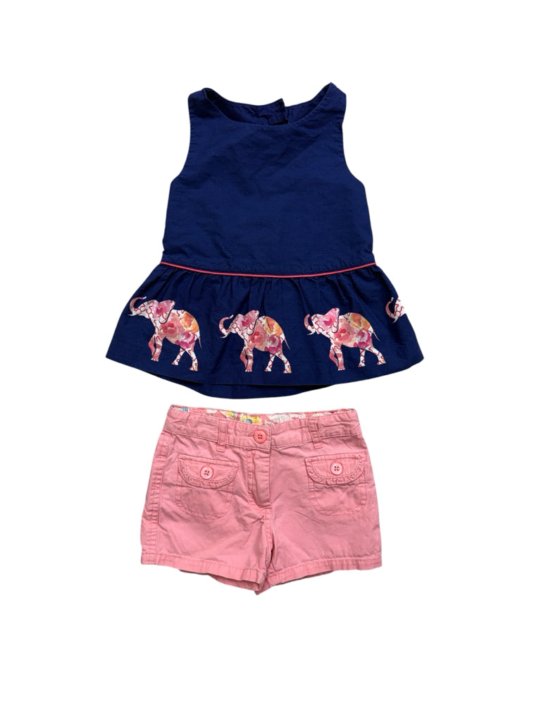 2T Janie & Jack Blue and Pink Shorts Set w/ Elephants